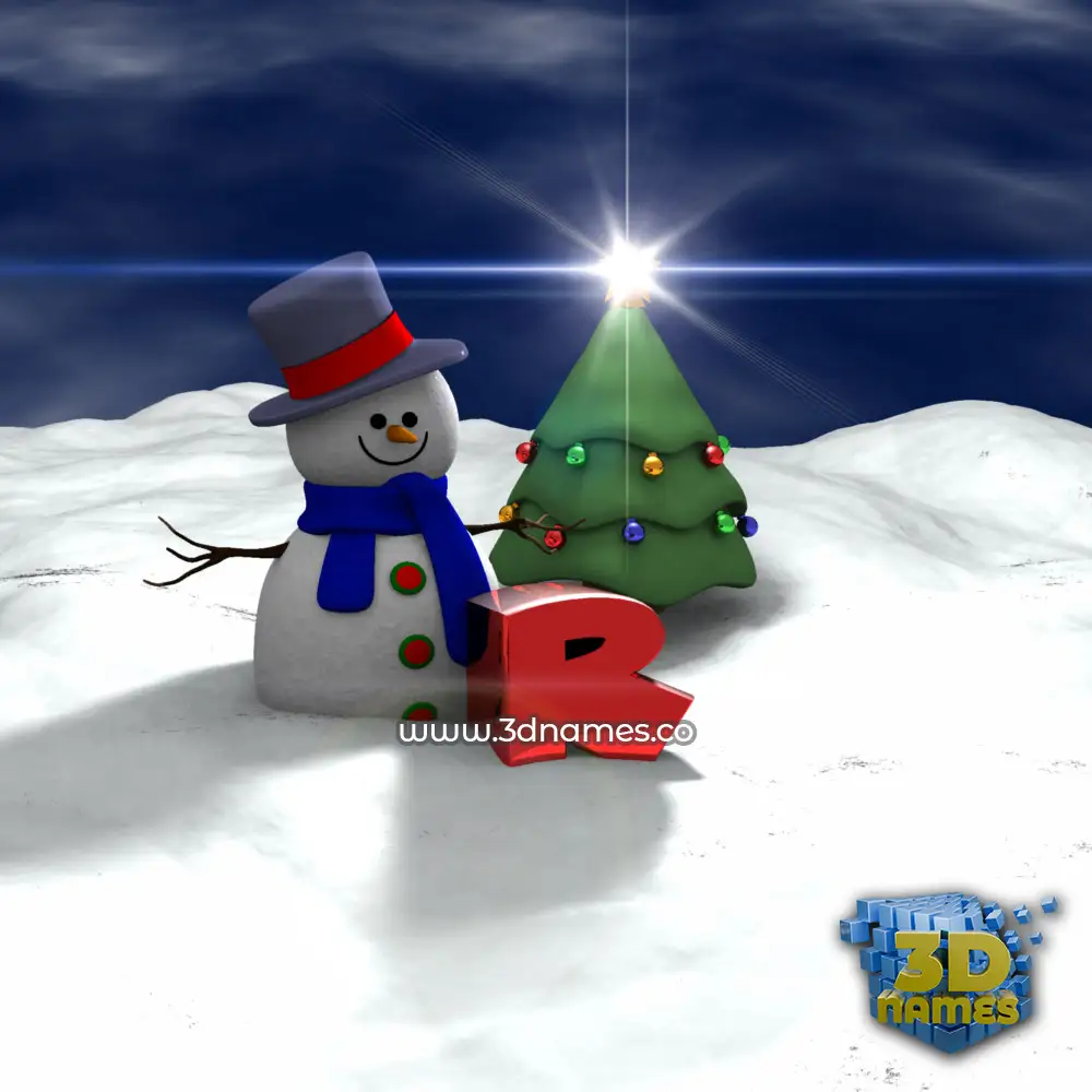 r in Happy Xmas style - 3D name wallpaper