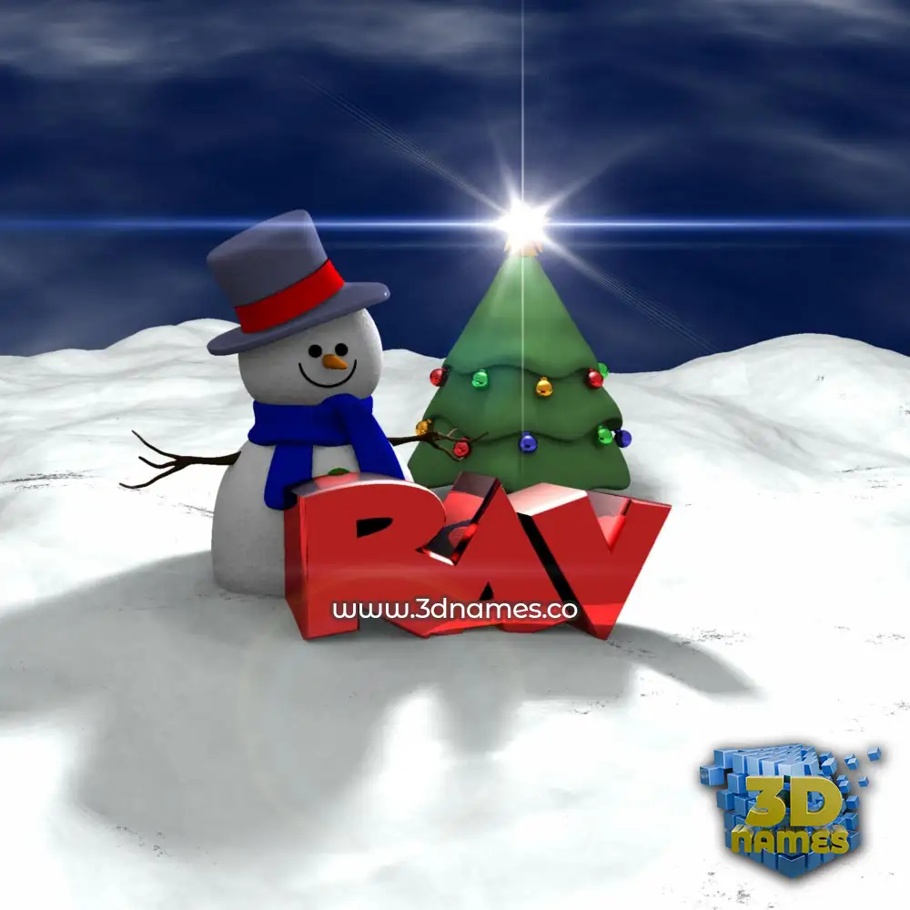 rav in Happy Xmas style - 3D name wallpaper