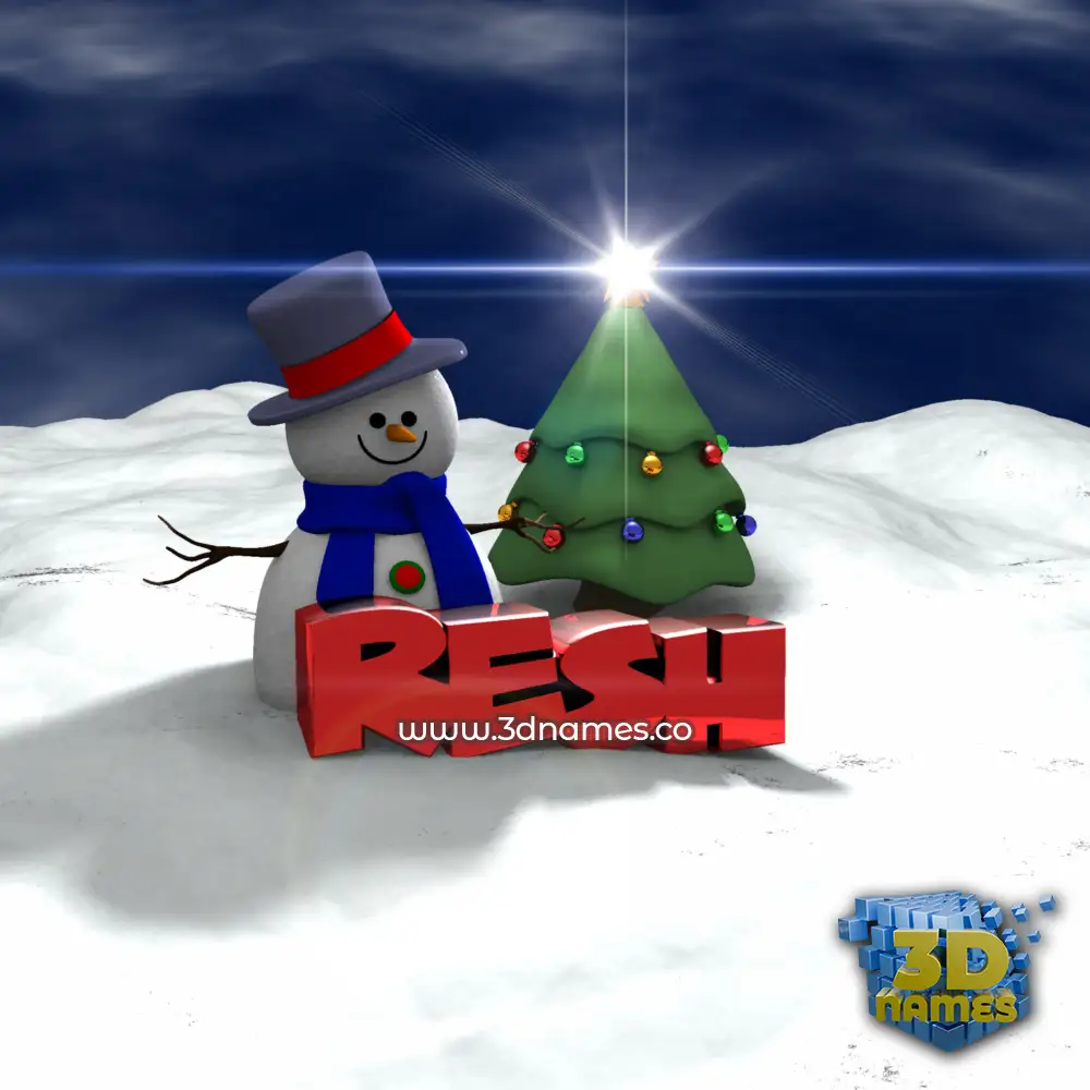 resh in Happy Xmas style - 3D name wallpaper