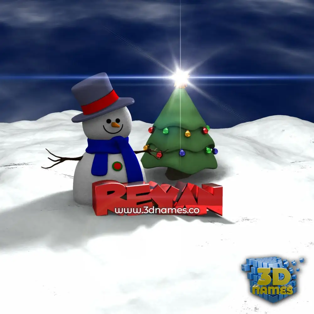 reyan in Happy Xmas style - 3D name wallpaper