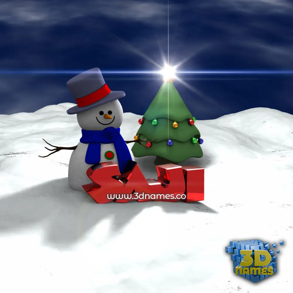 saji in Happy Xmas style - 3D name wallpaper