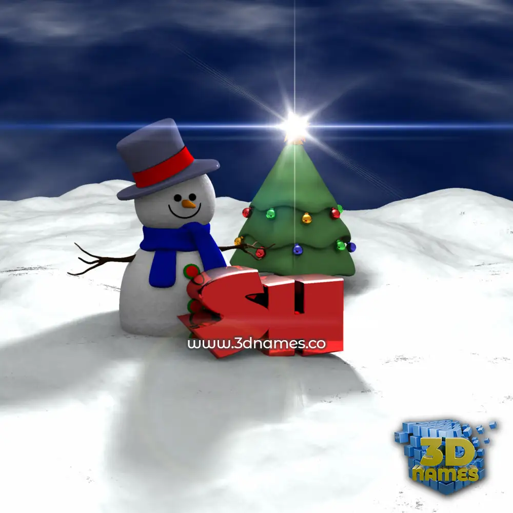 sh in Happy Xmas style - 3D name wallpaper