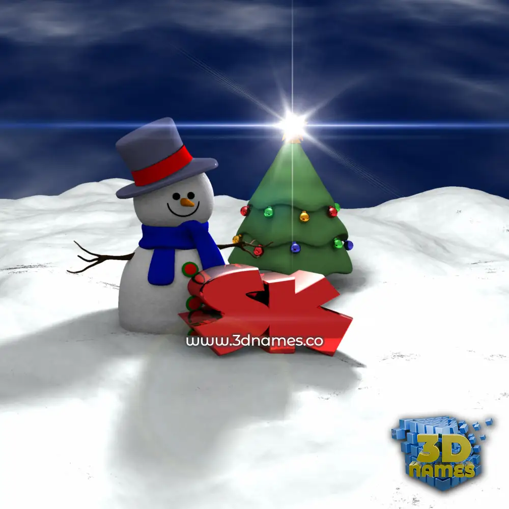sk in Happy Xmas style - 3D name wallpaper