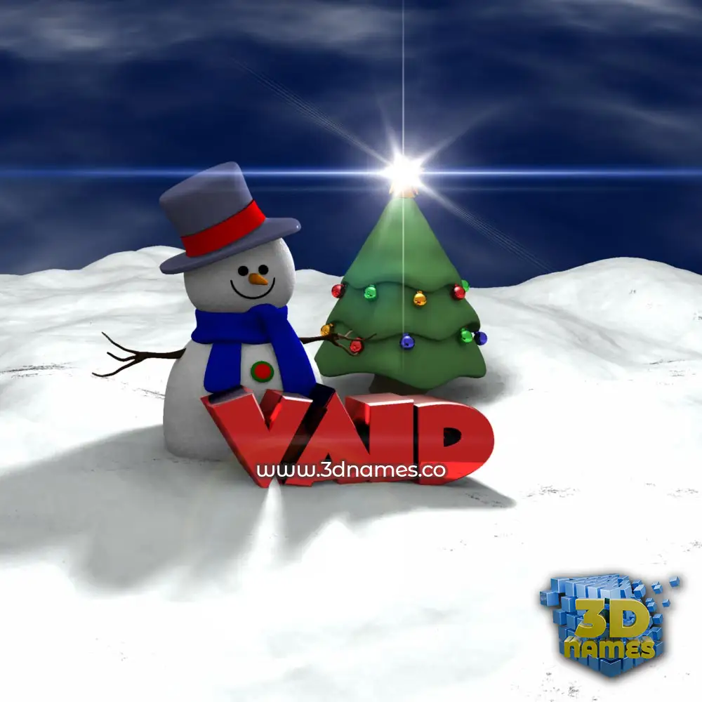 vaid in Happy Xmas style - 3D name wallpaper