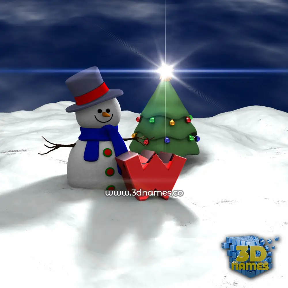 w in Happy Xmas style - 3D name wallpaper