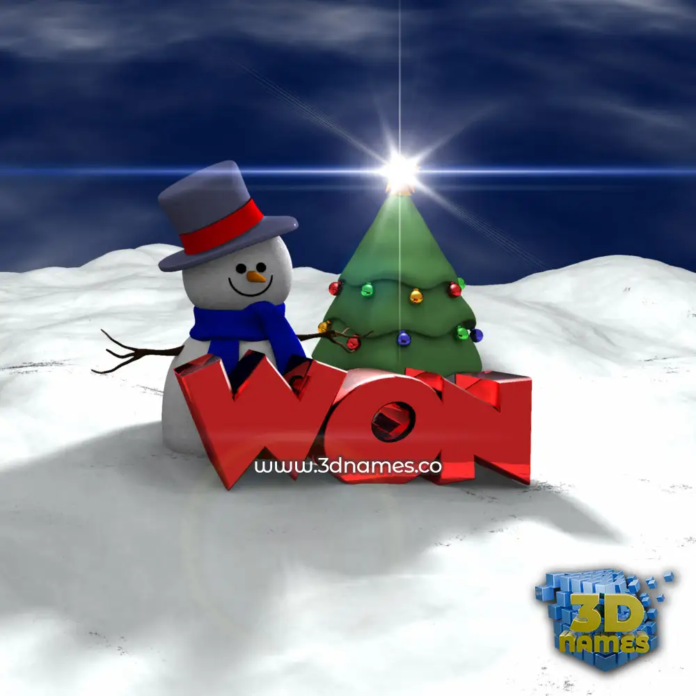 won in Happy Xmas style - 3D name wallpaper