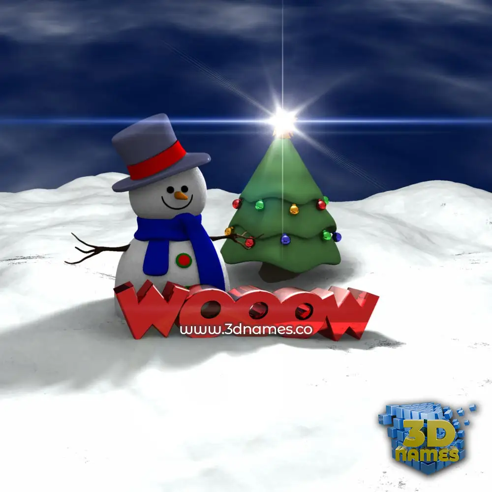 wooow in Happy Xmas style - 3D name wallpaper
