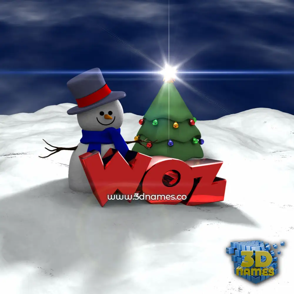 woz in Happy Xmas style - 3D name wallpaper