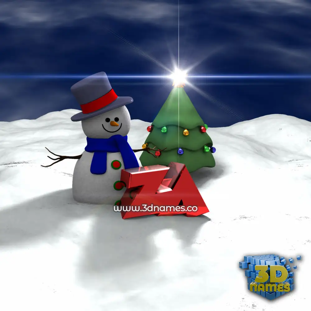 za in Happy Xmas style - 3D name wallpaper