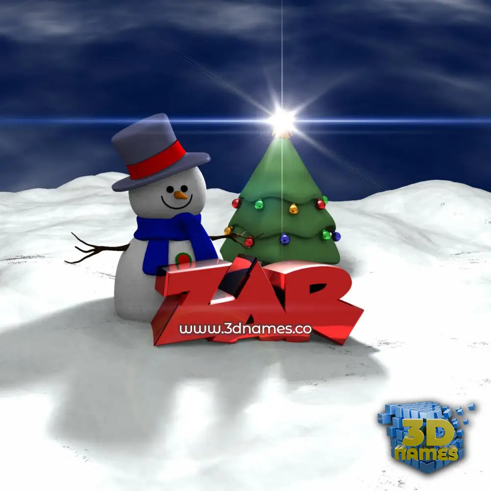 zar in Happy Xmas style - 3D name wallpaper
