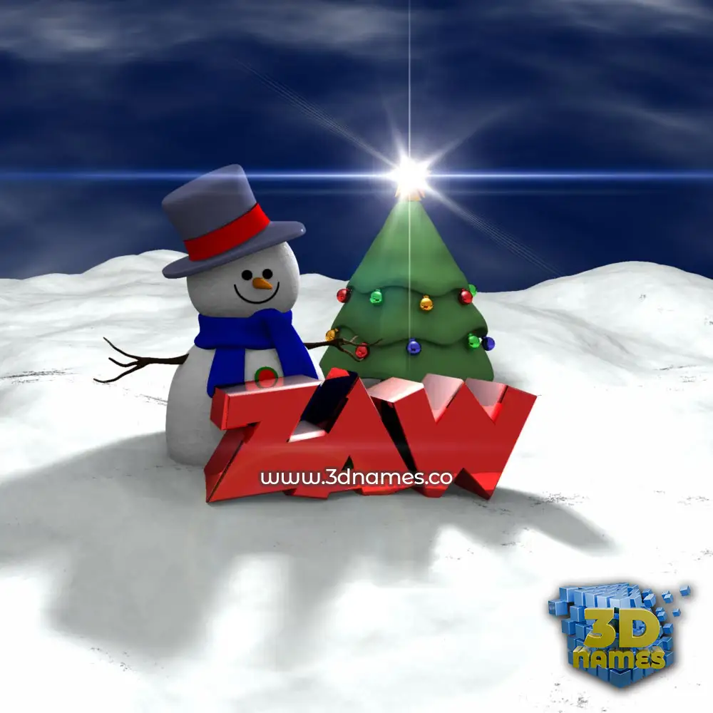 zaw in Happy Xmas style - 3D name wallpaper
