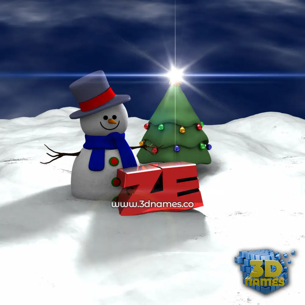 ze in Happy Xmas style - 3D name wallpaper