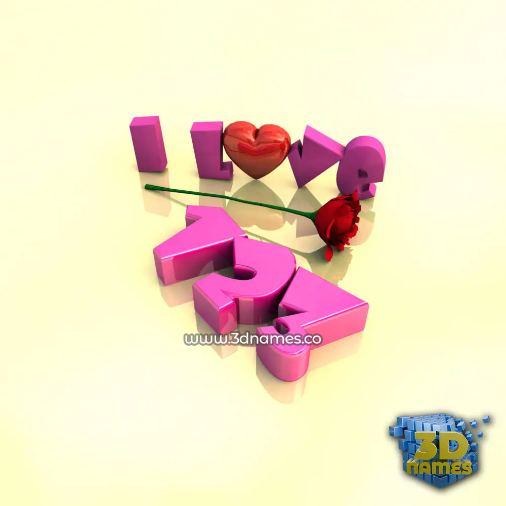 123 in I Love ??? style - 3D name wallpaper