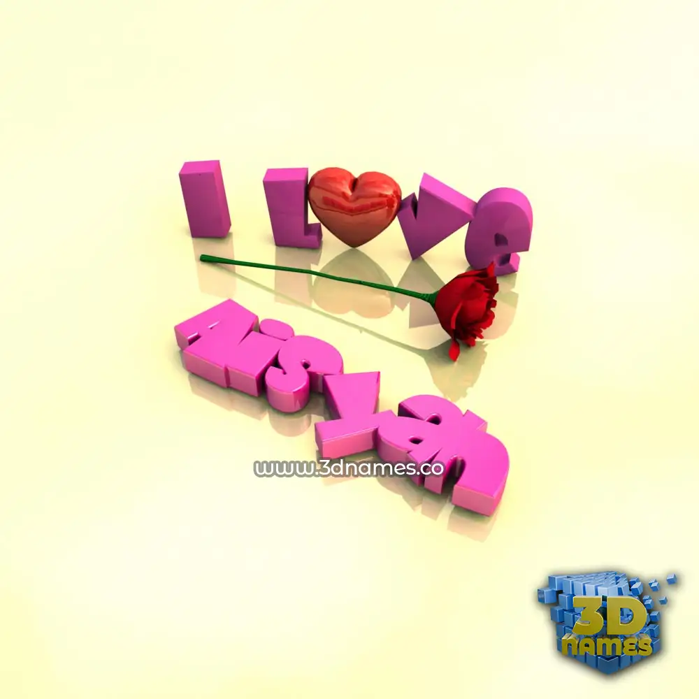 aisyah in I Love ??? style - 3D name wallpaper