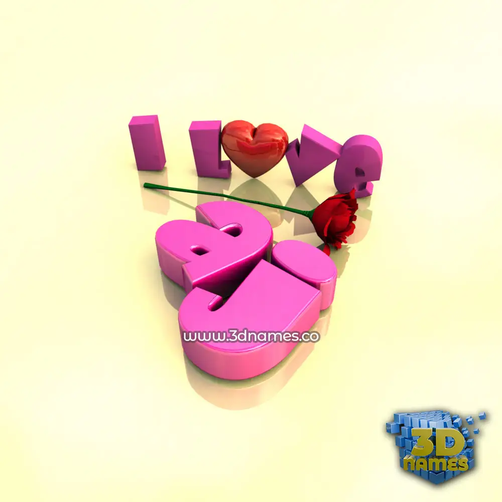 aj in I Love ??? style - 3D name wallpaper