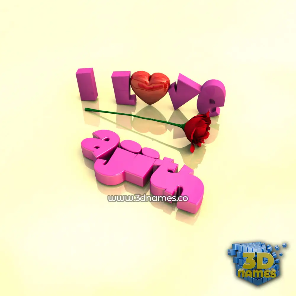 ajith in I Love ??? style - 3D name wallpaper