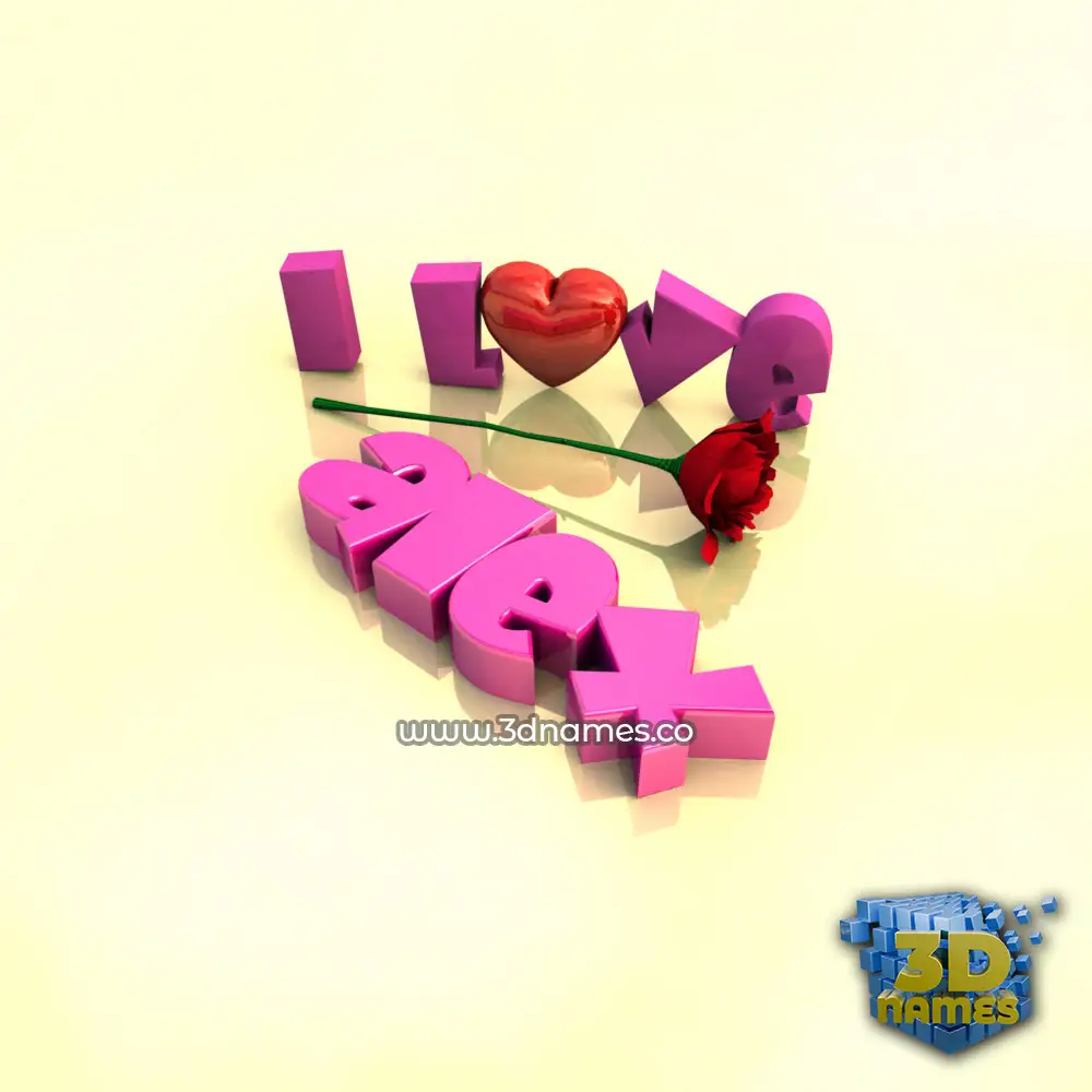 alex in I Love ??? style - 3D name wallpaper