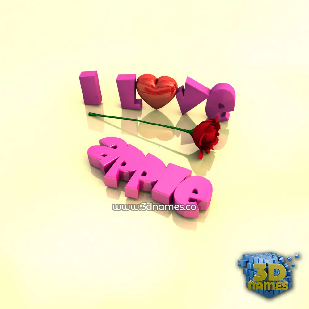 apple in I Love ??? style - 3D name wallpaper