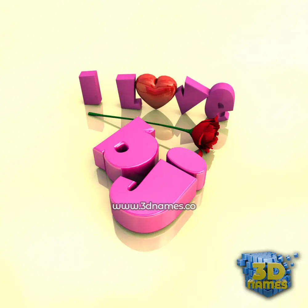 bj in I Love ??? style - 3D name wallpaper