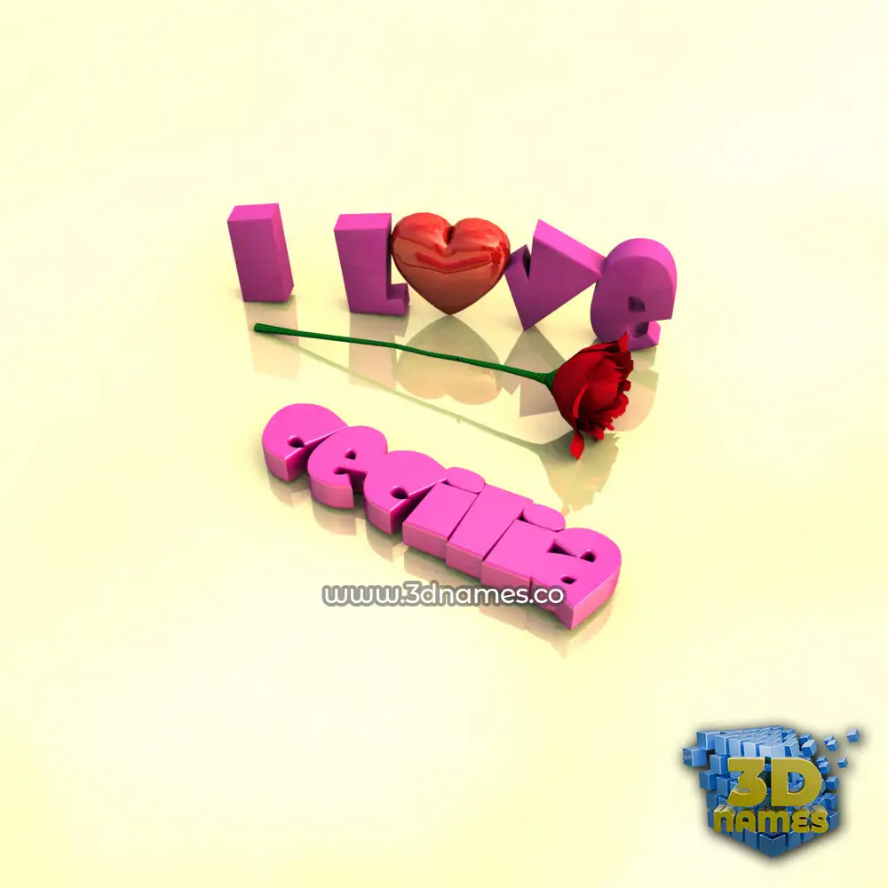 cecilia in I Love ??? style - 3D name wallpaper