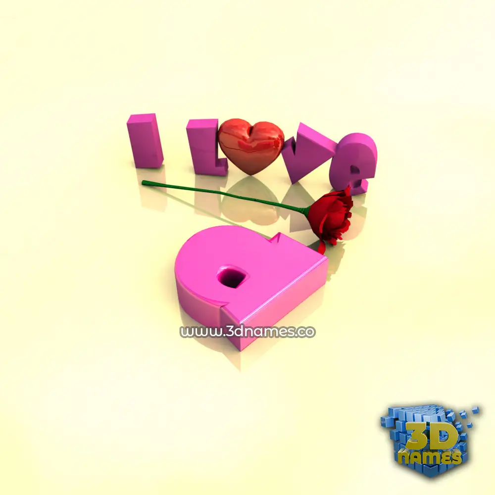 d in I Love ??? style - 3D name wallpaper
