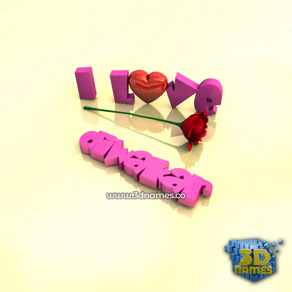 diwakar in I Love ??? style - 3D name wallpaper
