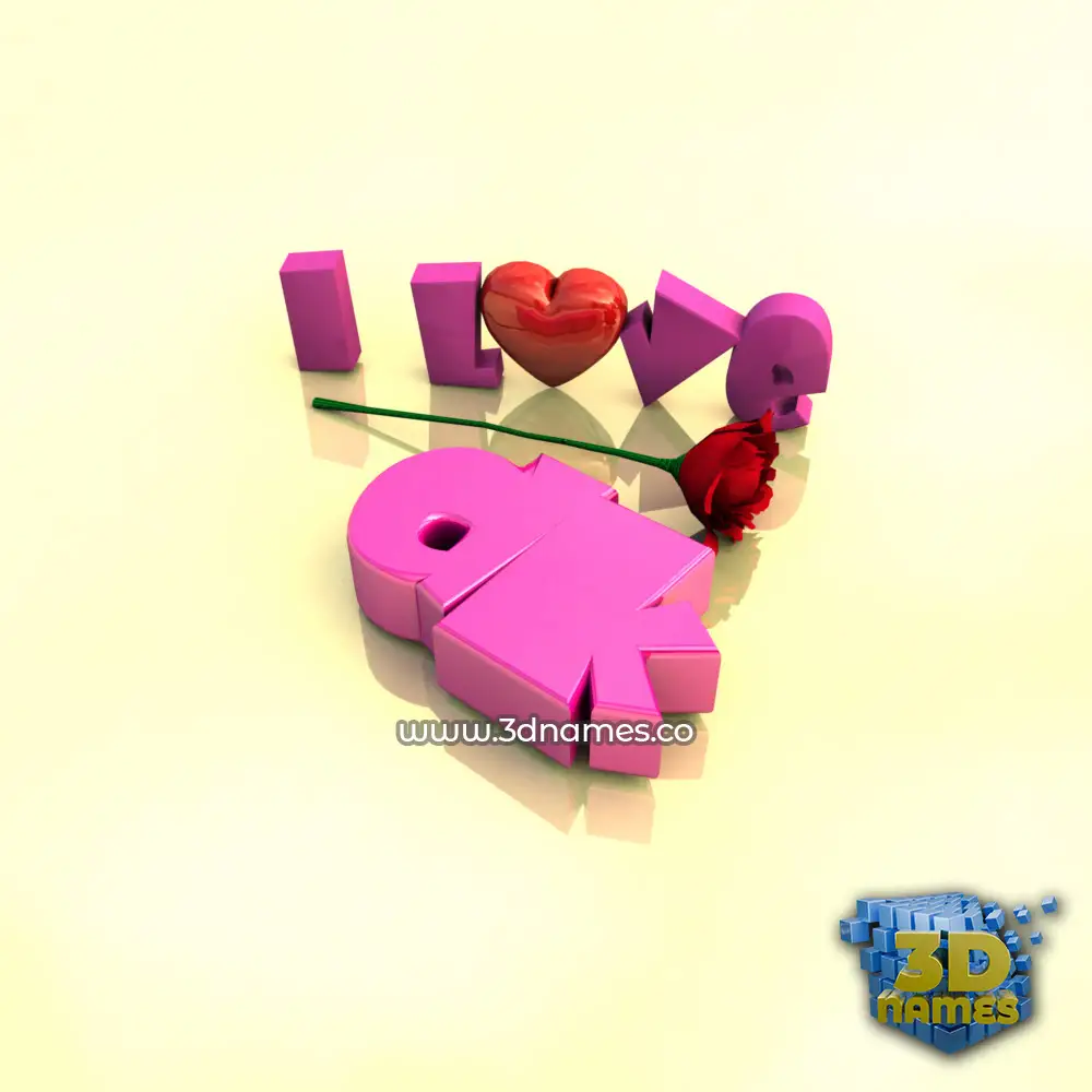 dk in I Love ??? style - 3D name wallpaper