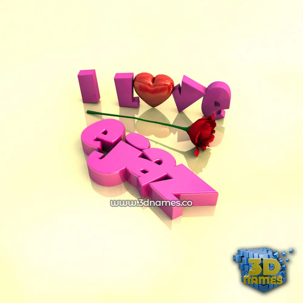 ejaz in I Love ??? style - 3D name wallpaper