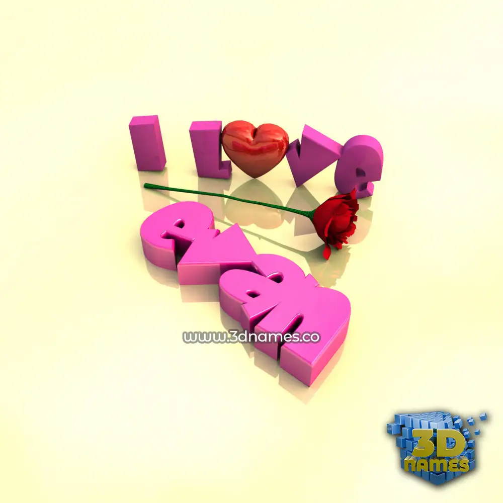 evan in I Love ??? style - 3D name wallpaper