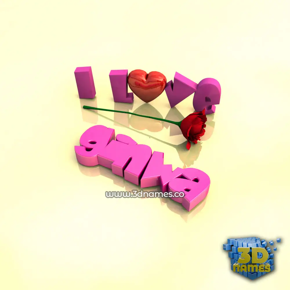 ginwa in I Love ??? style - 3D name wallpaper