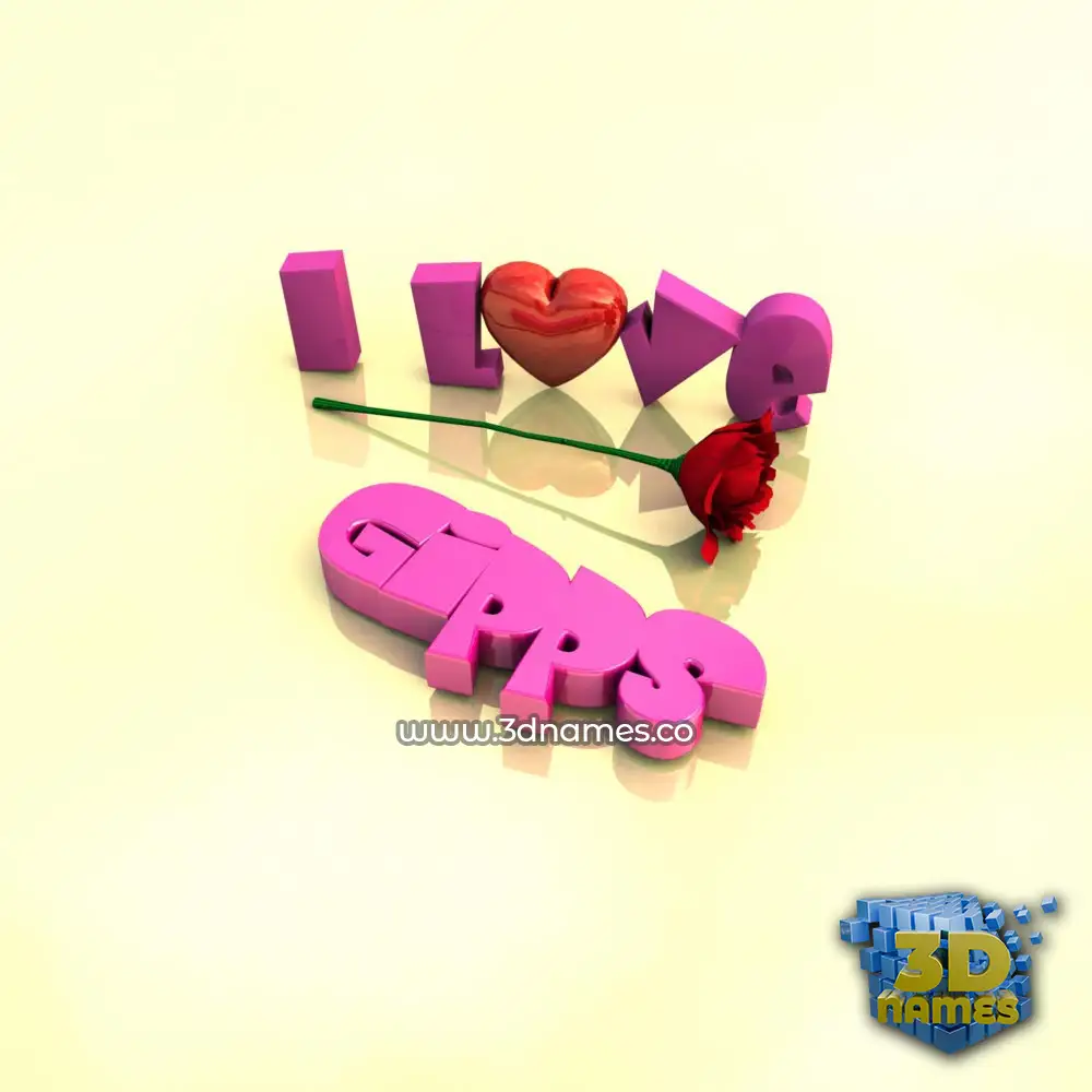 gipps in I Love ??? style - 3D name wallpaper