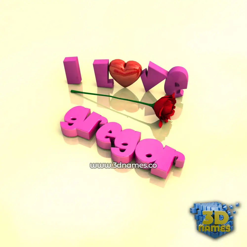 gregor in I Love ??? style - 3D name wallpaper