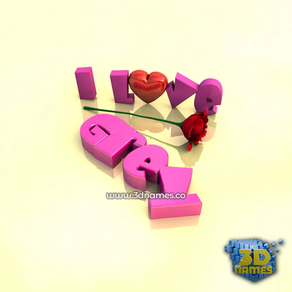 grey in I Love ??? style - 3D name wallpaper