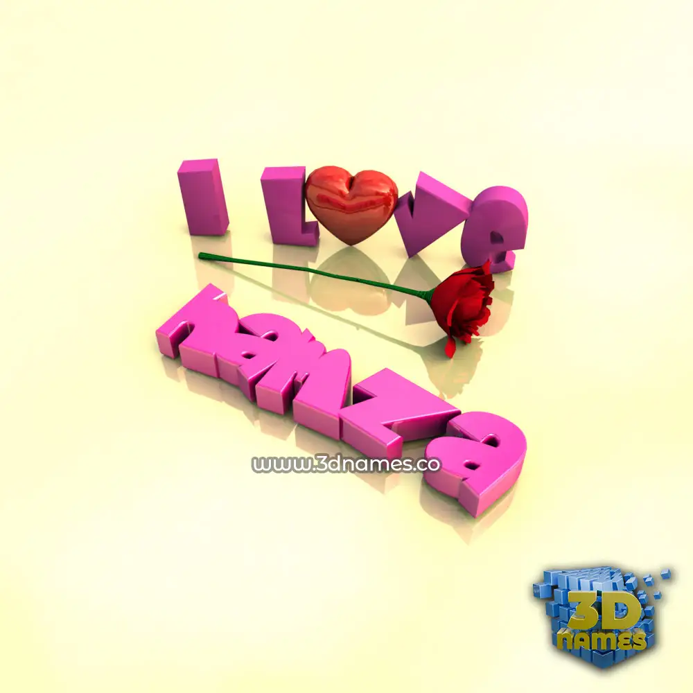 hamza in I Love ??? style - 3D name wallpaper