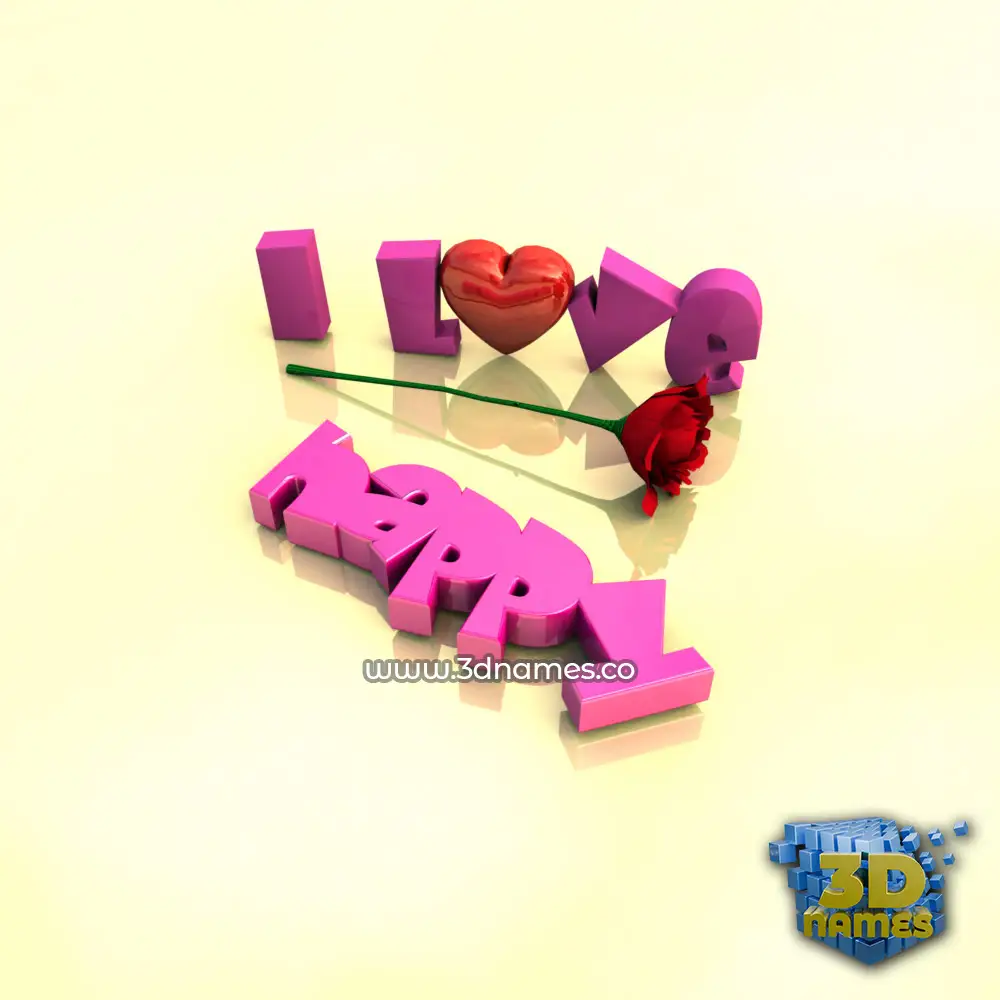 happy in I Love ??? style - 3D name wallpaper
