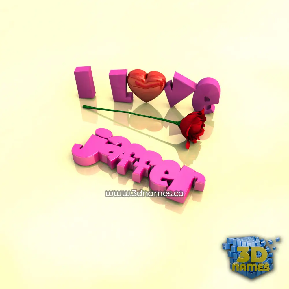 jaffer in I Love ??? style - 3D name wallpaper
