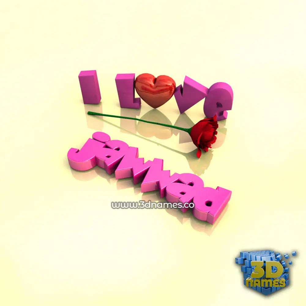 jawwad in I Love ??? style - 3D name wallpaper