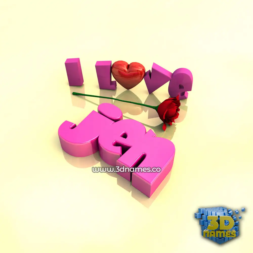 jen in I Love ??? style - 3D name wallpaper