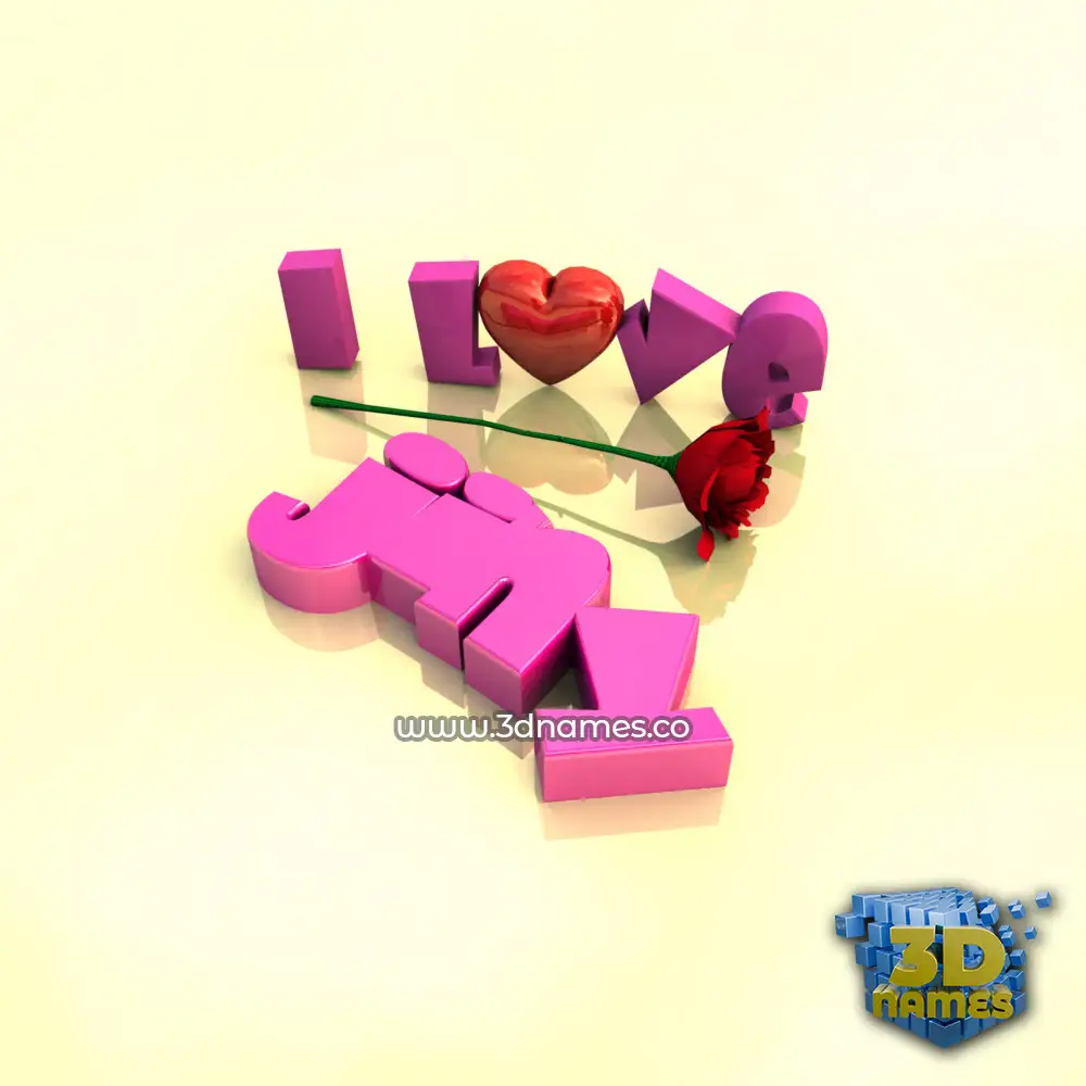 jiny in I Love ??? style - 3D name wallpaper