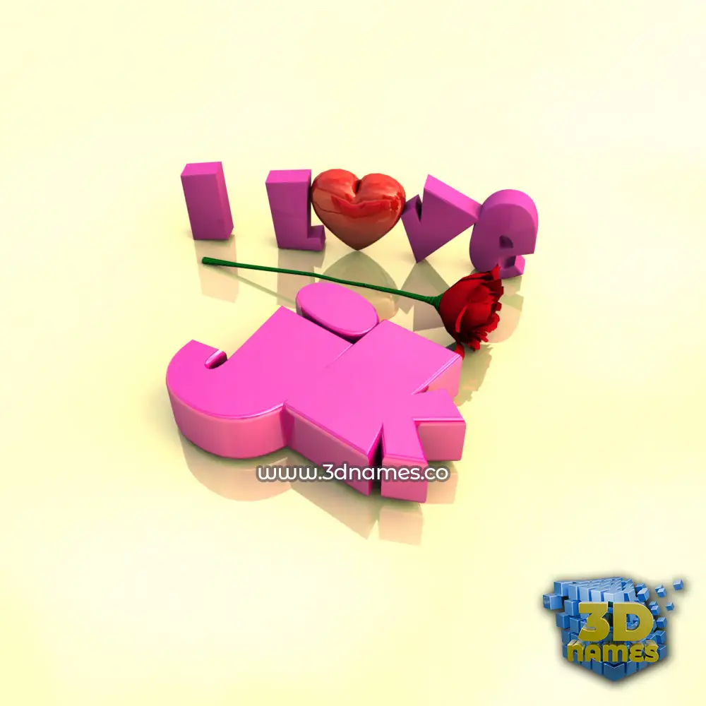 jk in I Love ??? style - 3D name wallpaper