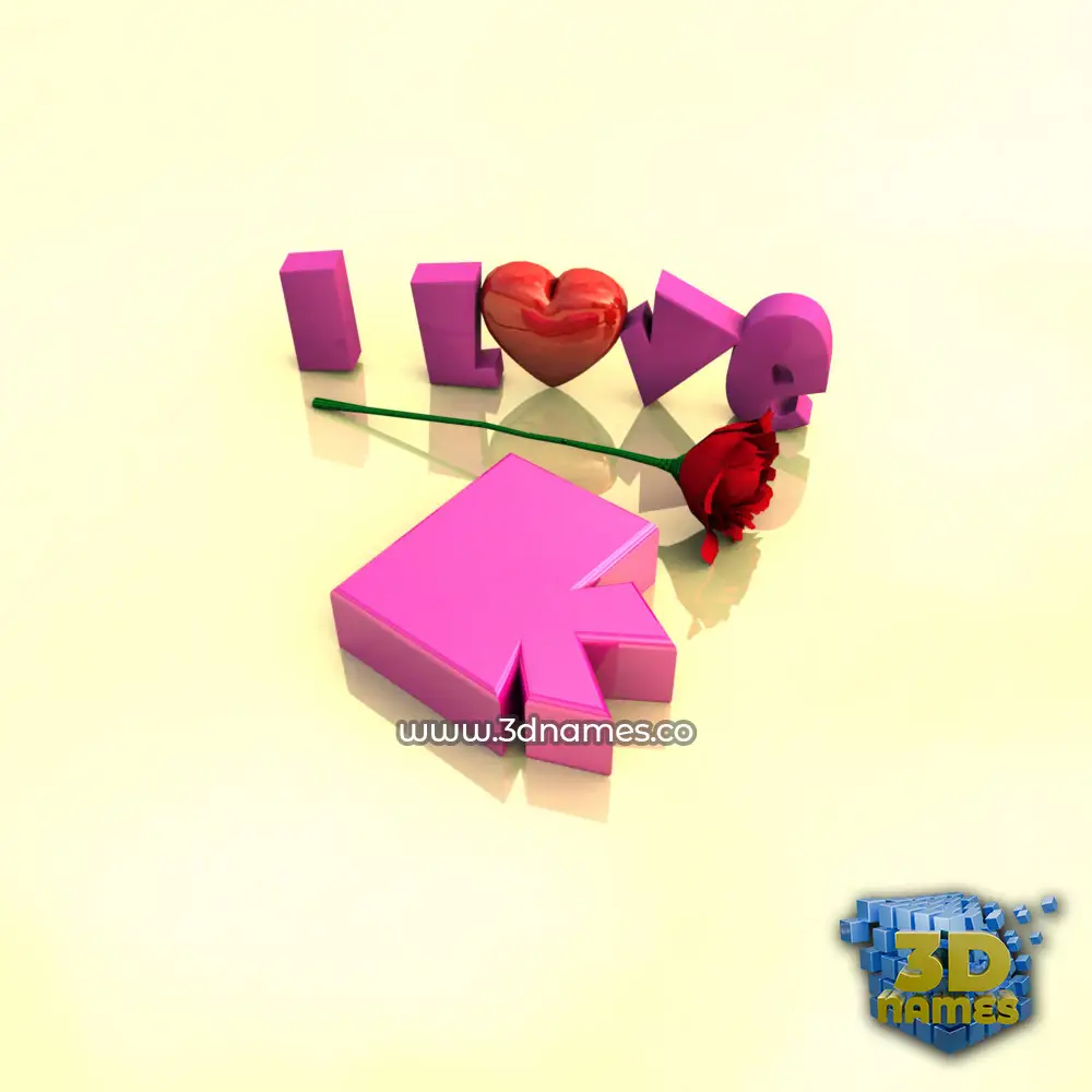 k in I Love ??? style - 3D name wallpaper