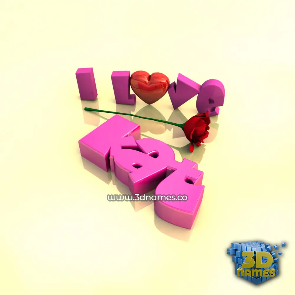 kat in I Love ??? style - 3D name wallpaper