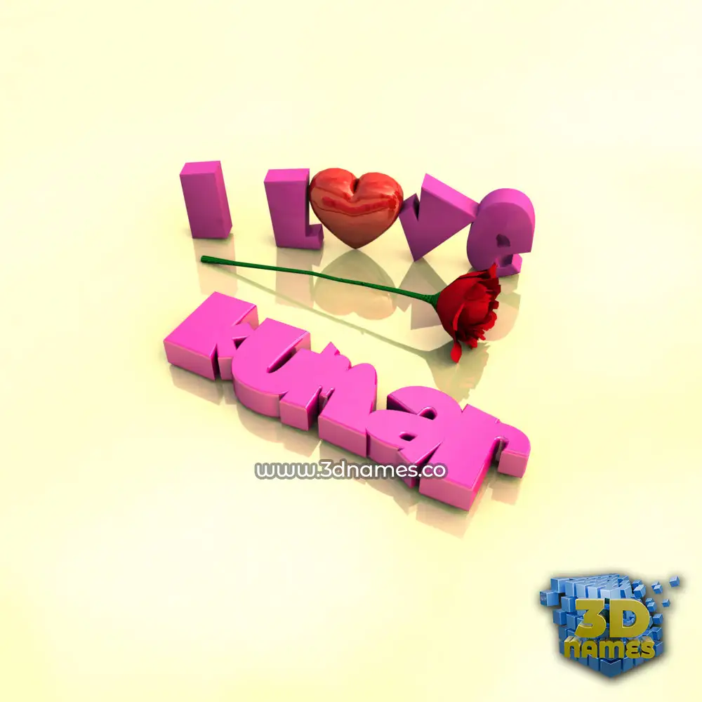 kumar in I Love ??? style - 3D name wallpaper