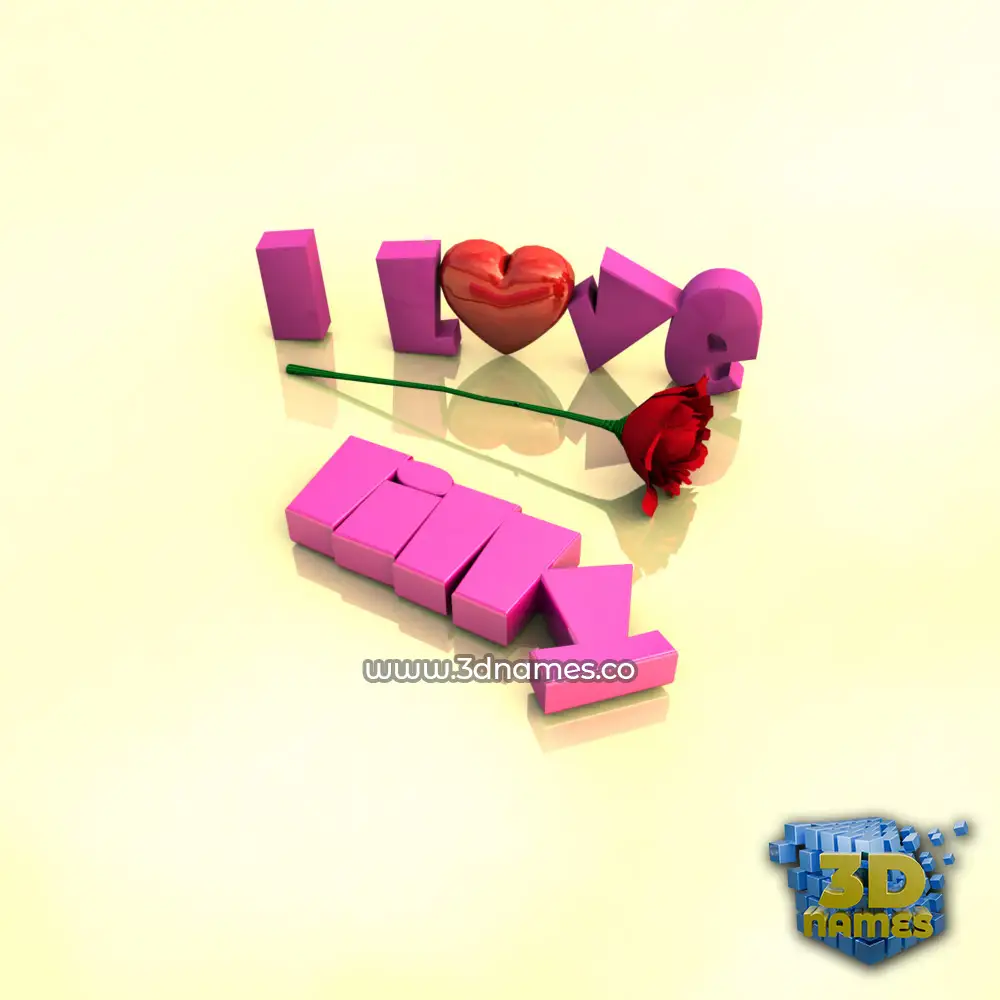 lilly in I Love ??? style - 3D name wallpaper