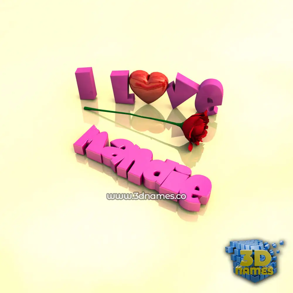 mandie in I Love ??? style - 3D name wallpaper