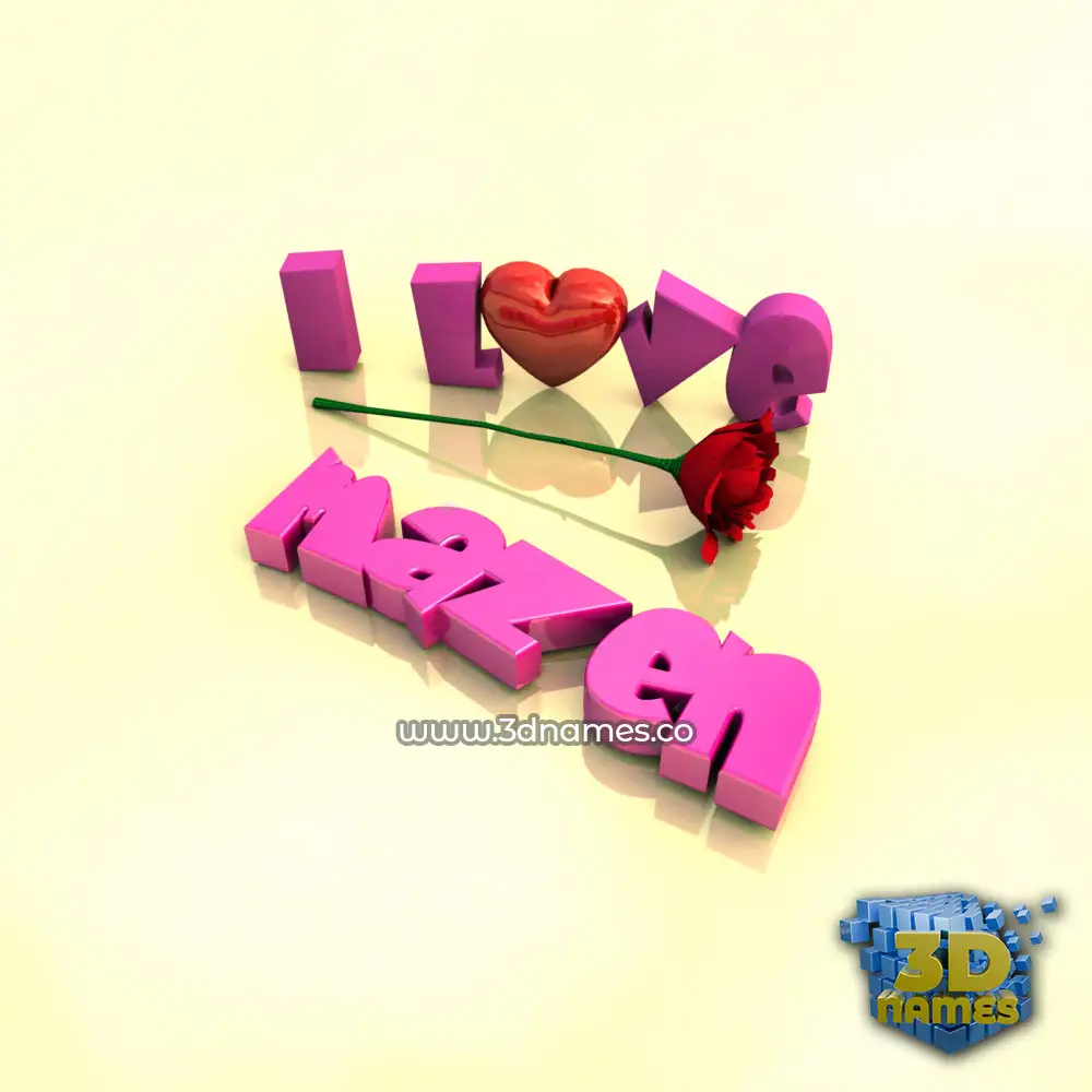mazen in I Love ??? style - 3D name wallpaper