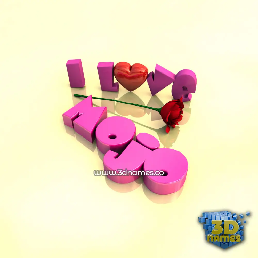 mojo in I Love ??? style - 3D name wallpaper