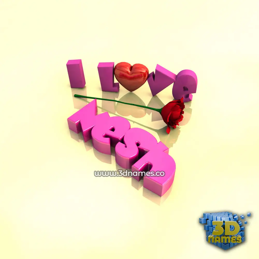 nesh in I Love ??? style - 3D name wallpaper