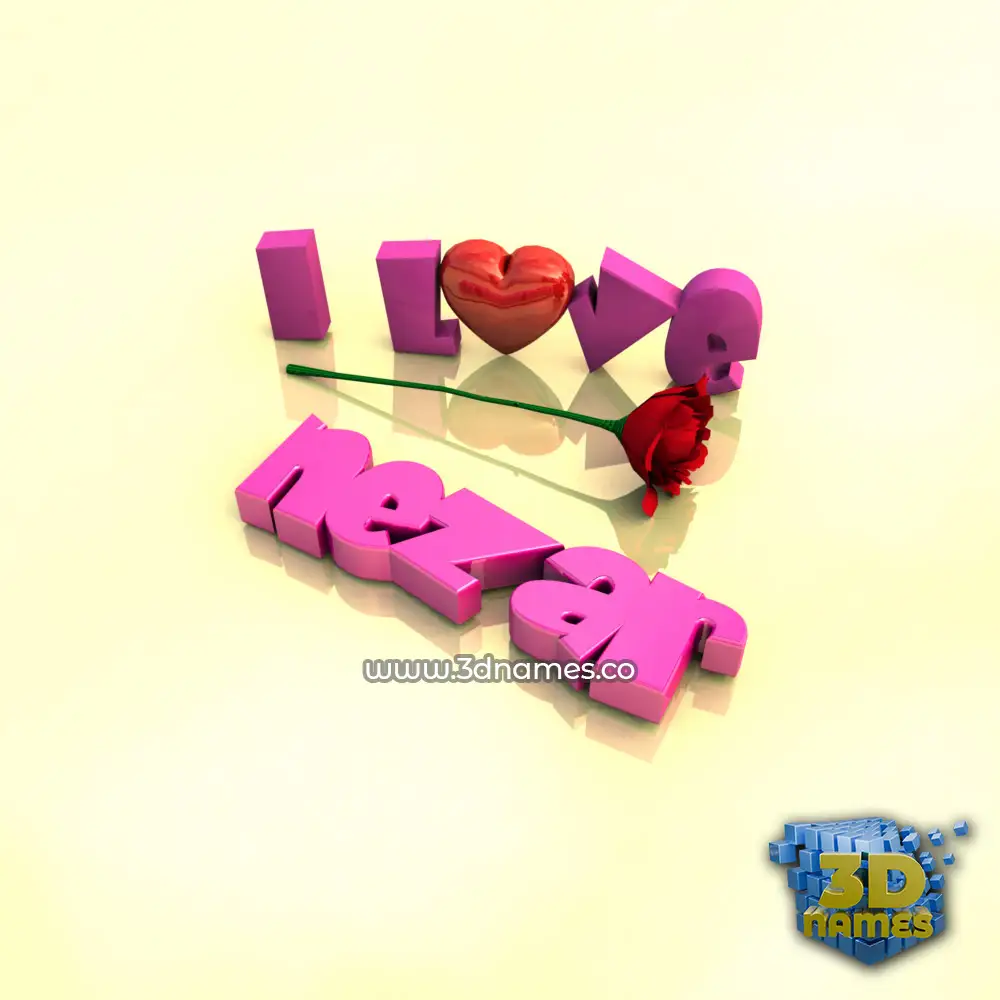 nezar in I Love ??? style - 3D name wallpaper