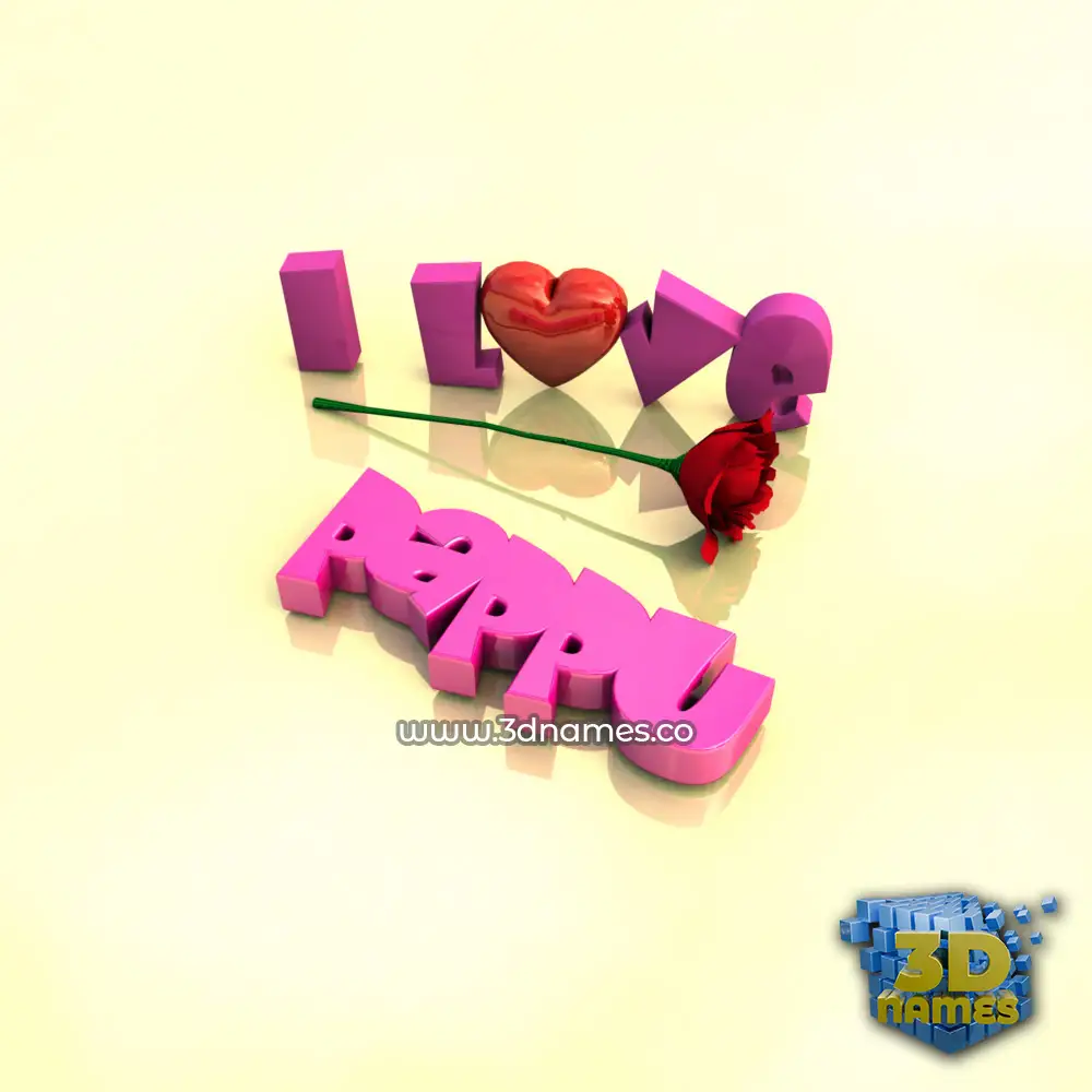 pappu in I Love ??? style - 3D name wallpaper
